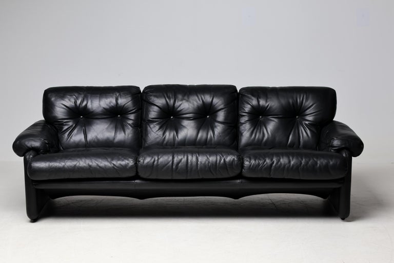 Coronado 3- Seater Sofa in Black Leather by Tobia Scarpa for B&B Italia, 1976 - Image 11