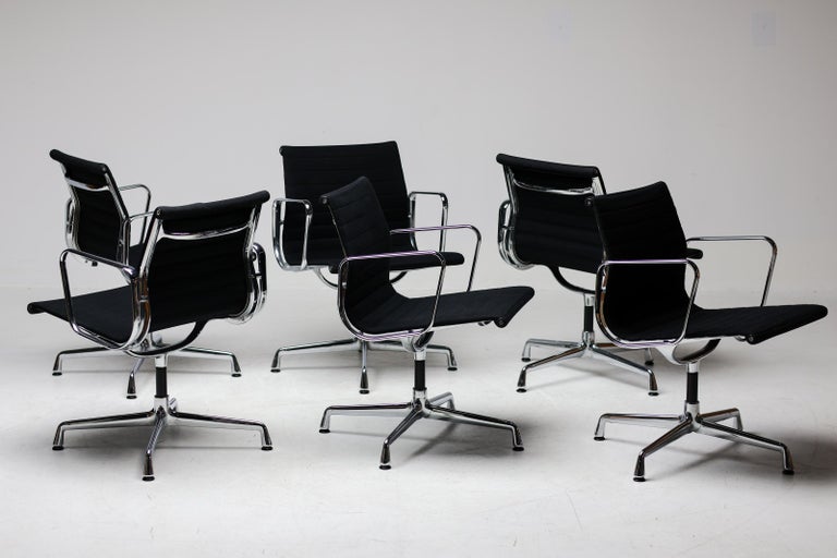 Set of Six Iconic EA108 Eames "Aluminium Group" Swivel Chairs by Vitra in Black - Image 14