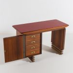 Italian Carved Walnut and Rosewood Desk with Matching Chair, 1960 - Image 4