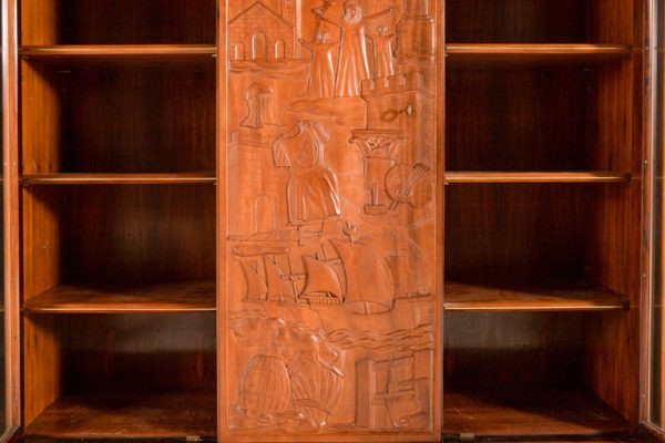 Exquisite Large Italian Carved Walnut and Rosewood Display Cabinet - Image 17