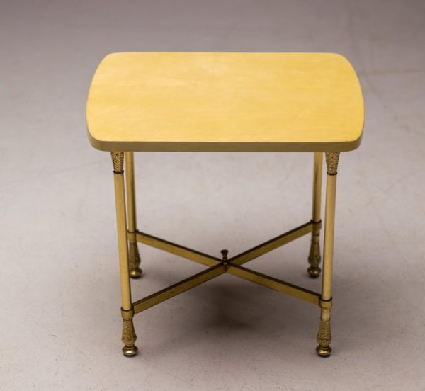 Mid-Century Aldo Tura Lacquered Goatskin and Brass Side Table, Italy, 1950s - Image 6