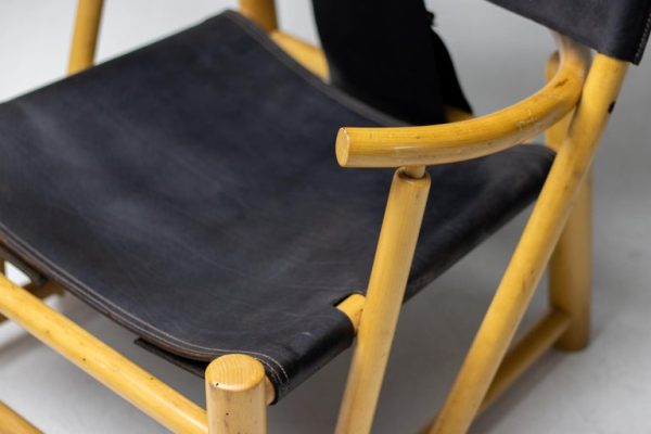 Piero Palange G23 Black Saddle Leather Hoop Chair - Image 3
