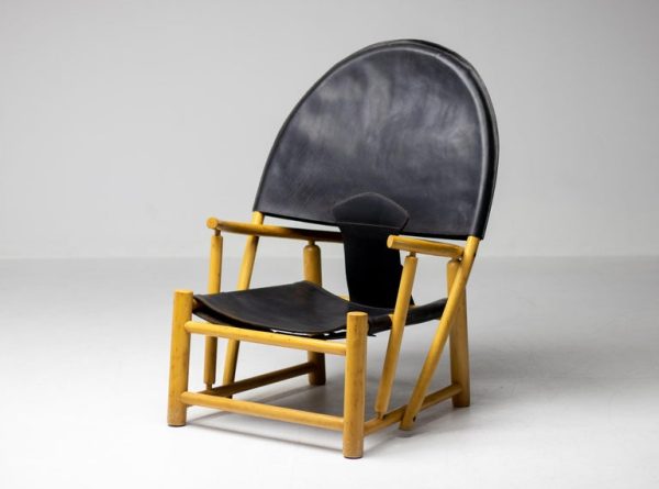 Piero Palange G23 Black Saddle Leather Hoop Chair - Image 13