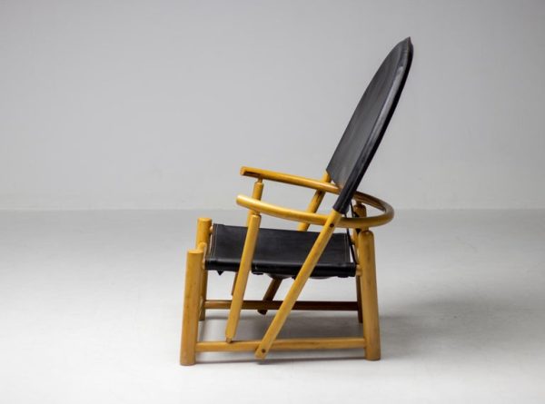 Piero Palange G23 Black Saddle Leather Hoop Chair - Image 4