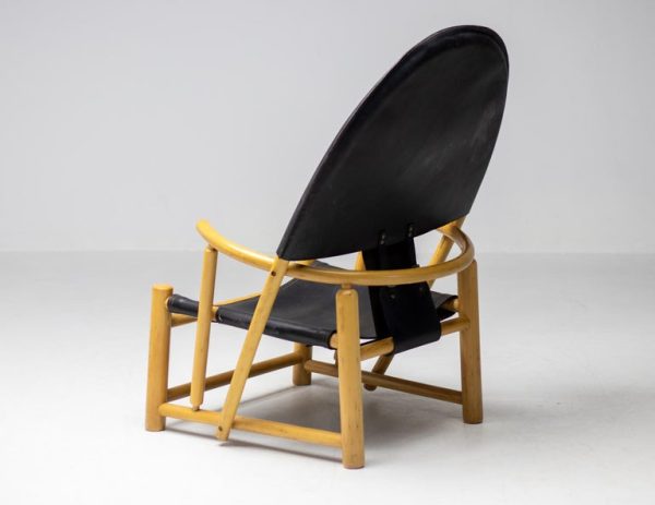 Piero Palange G23 Black Saddle Leather Hoop Chair - Image 7