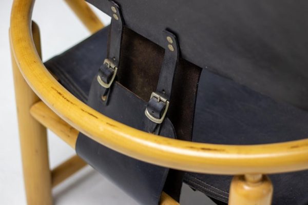 Piero Palange G23 Black Saddle Leather Hoop Chair - Image 6