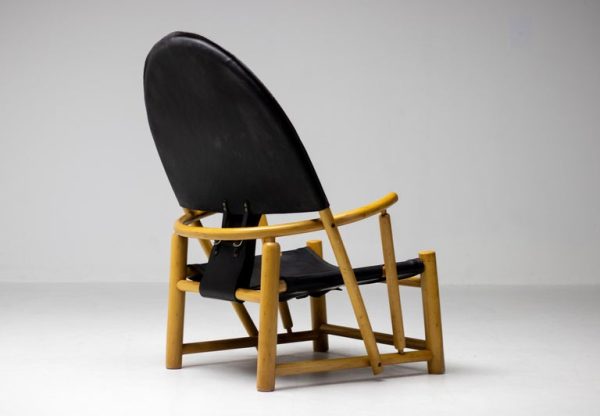 Piero Palange G23 Black Saddle Leather Hoop Chair - Image 8