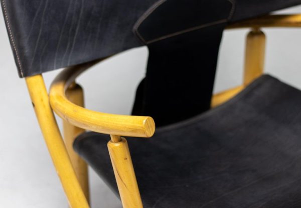 Piero Palange G23 Black Saddle Leather Hoop Chair - Image 9