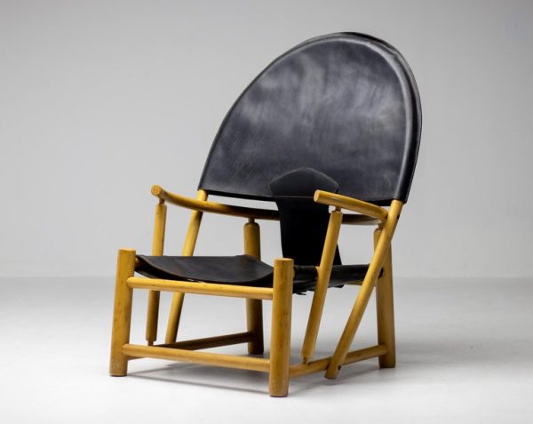 Piero Palange G23 Black Saddle Leather Hoop Chair - Image 2