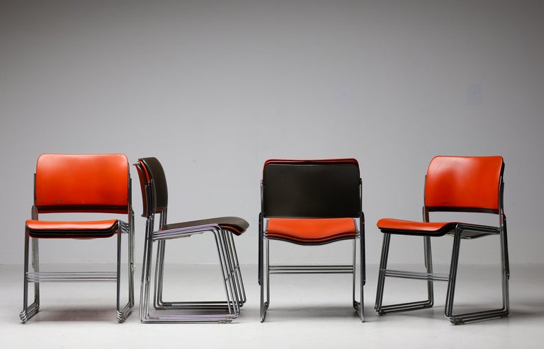 40/4 Chairs by David Rowland — Red and Brown, Vintage 1970s, OF USA - Image 3