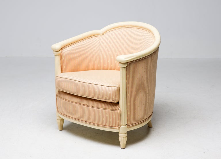 Fine Art Deco Bergère Club Chair Hollywood Recency Style Damask - Image 14