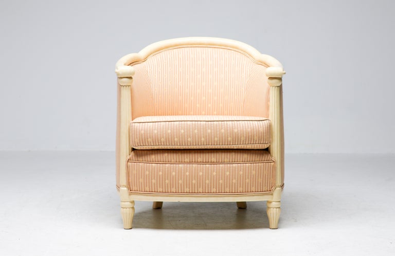 Fine Art Deco Bergère Club Chair Hollywood Recency Style Damask - Image 13