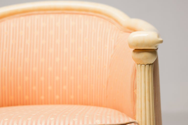 Fine Art Deco Bergère Club Chair Hollywood Recency Style Damask - Image 7