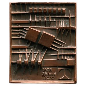 Arnaldo Pomodoro Bronze Plaque for the 25th Anniversary of Tecno, Milan, 1979