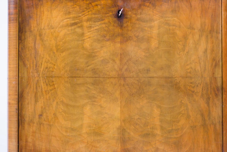 Monumental Dutch Art Deco Secretary – Symmetrical Burl Walnut, Cut-Glass Accents - Image 7