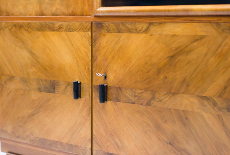 Monumental Dutch Art Deco Secretary – Symmetrical Burl Walnut, Cut-Glass Accents - Image 8