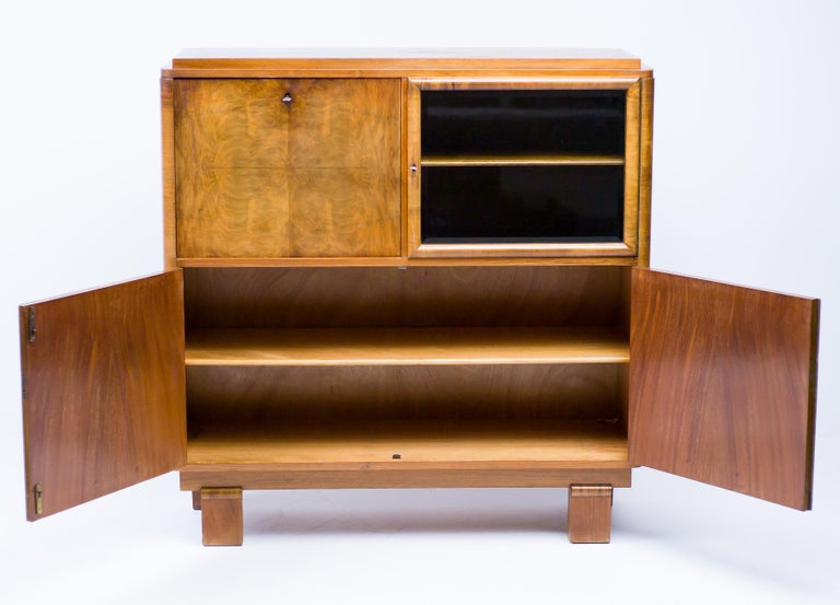 Monumental Dutch Art Deco Secretary – Symmetrical Burl Walnut, Cut-Glass Accents - Image 5