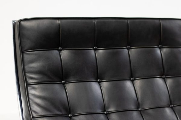 Matching Pair of Black Leather Mies van der Rohe for Knoll Barcelona Chairs - Image 6