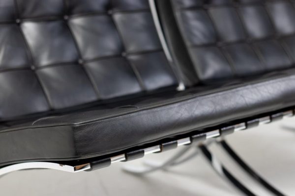 Matching Pair of Black Leather Mies van der Rohe for Knoll Barcelona Chairs - Image 8