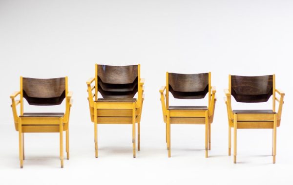 Set of Nine Danish Bent Plywood Arm Chairs - Image 9