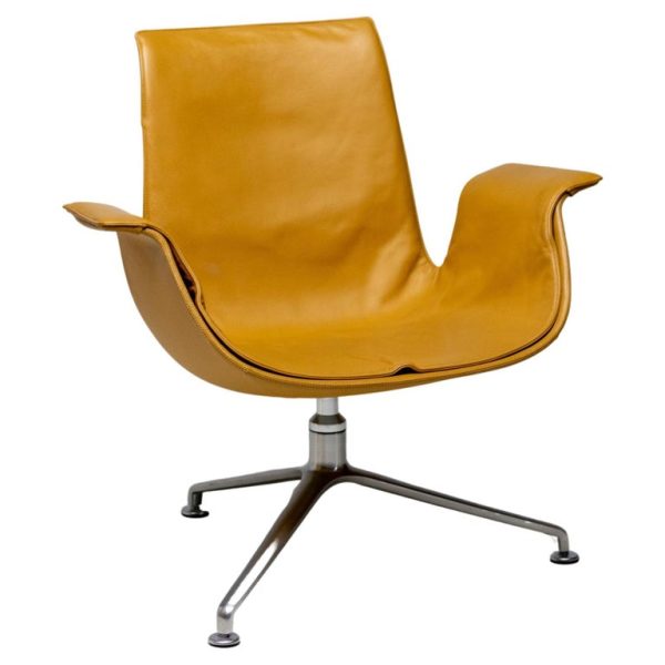 Cognac Leather Swivel FK Lounge Chair by Preben Fabricius & Jorgen Kastholm