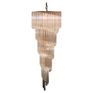 Large Murano Filigrana Glass Spiral Chandelier — Italian Mid-Century Opulence
