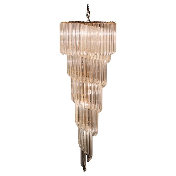 Large Murano Filigrana Glass Spiral Chandelier — Italian Mid-Century Opulence