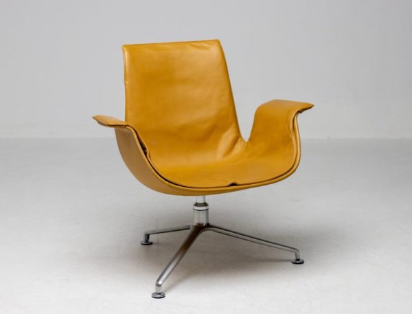 Cognac Leather Swivel FK Lounge Chair by Preben Fabricius & Jorgen Kastholm - Image 7