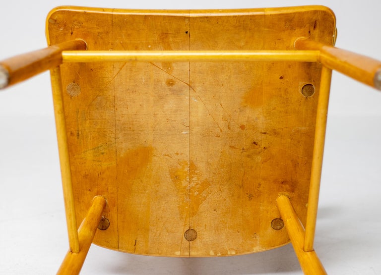 Danish Organic Arm Chair in Solid Birch, Curved Back, 1950s Design - Image 7