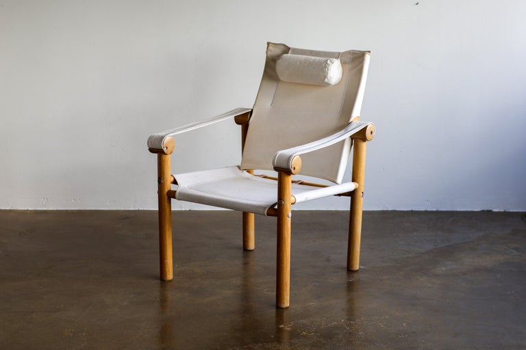 Zanotta Dismountable Safari Arm Chair, Ash & Canvas, 1970s Italy - Image 13