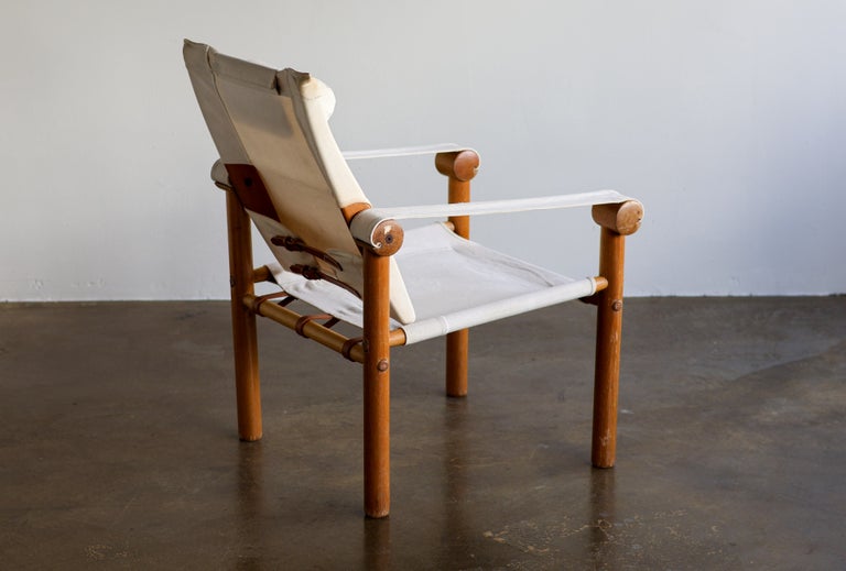 Zanotta Dismountable Safari Arm Chair, Ash & Canvas, 1970s Italy - Image 5