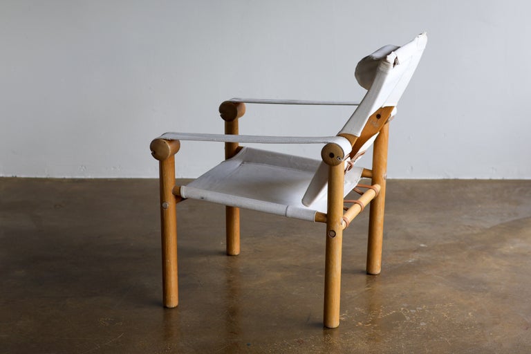 Zanotta Dismountable Safari Arm Chair, Ash & Canvas, 1970s Italy - Image 9
