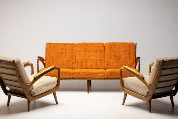 Walnut Sofa by Sprij Meubelen, Vlaardingen, Netherlands, 1950 - Image 7