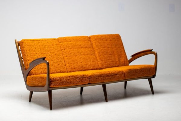 Walnut Sofa by Sprij Meubelen, Vlaardingen, Netherlands, 1950 - Image 4