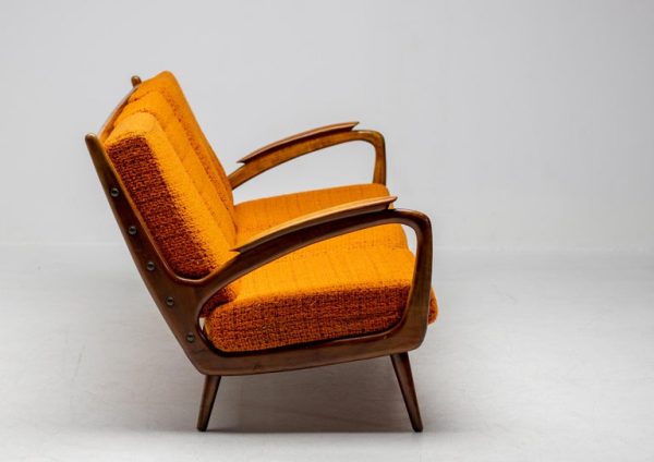 Walnut Sofa by Sprij Meubelen, Vlaardingen, Netherlands, 1950 - Image 6