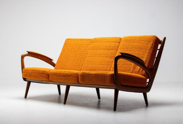 Walnut Sofa by Sprij Meubelen, Vlaardingen, Netherlands, 1950 - Image 15