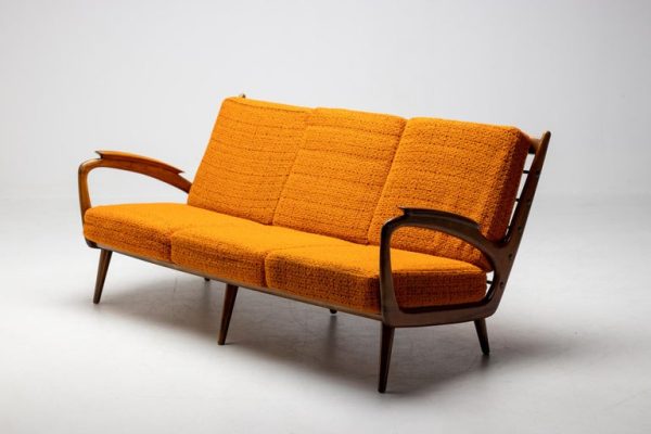 Walnut Sofa by Sprij Meubelen, Vlaardingen, Netherlands, 1950 - Image 11