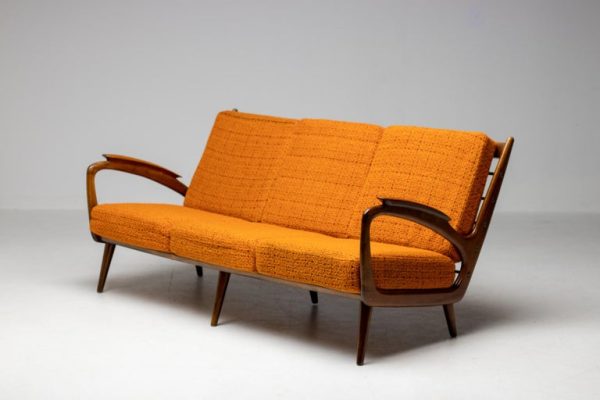 Walnut Sofa by Sprij Meubelen, Vlaardingen, Netherlands, 1950 - Image 13