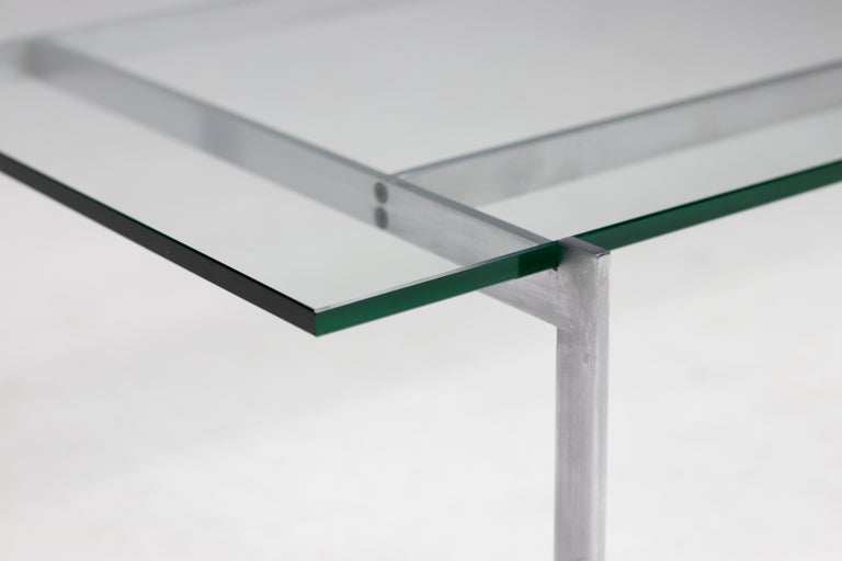Architectural Rectangular Coffee Table in Matte Chrome Steel and Glass, 1960 - Image 5