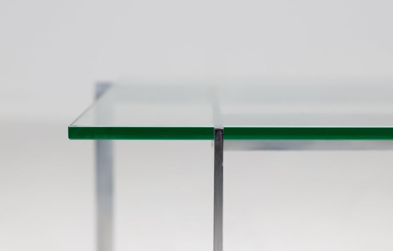 Architectural Rectangular Coffee Table in Matte Chrome Steel and Glass, 1960 - Image 3