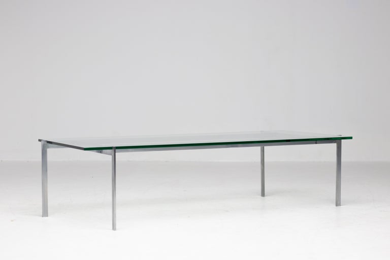 Architectural Rectangular Coffee Table in Matte Chrome Steel and Glass, 1960 - Image 6