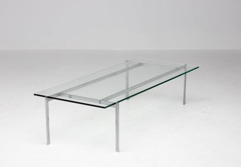 Architectural Rectangular Coffee Table in Matte Chrome Steel and Glass, 1960 - Image 10