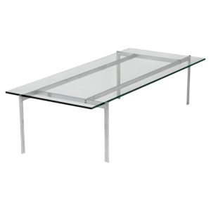 Architectural Rectangular Coffee Table in Matte Chrome Steel and Glass, 1960