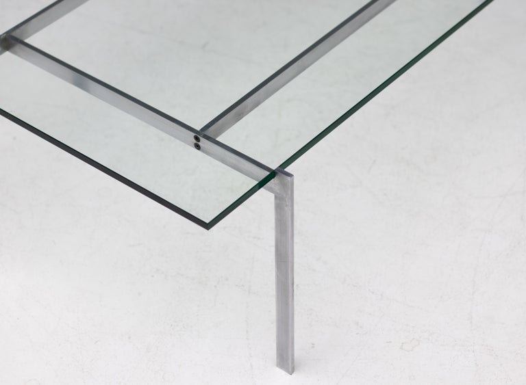 Architectural Rectangular Coffee Table in Matte Chrome Steel and Glass, 1960 - Image 7