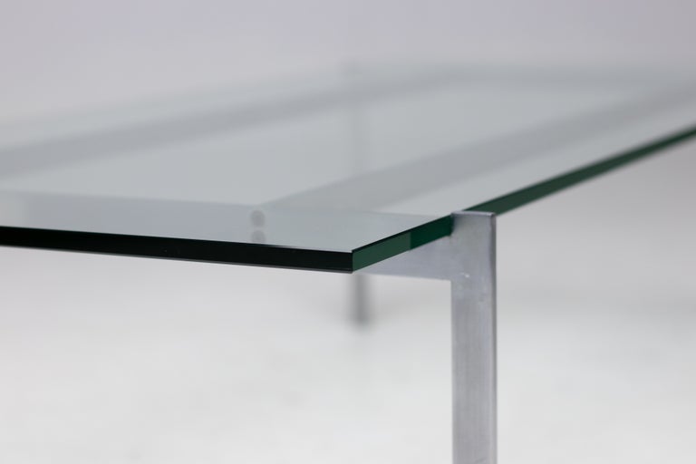 Architectural Rectangular Coffee Table in Matte Chrome Steel and Glass, 1960 - Image 8