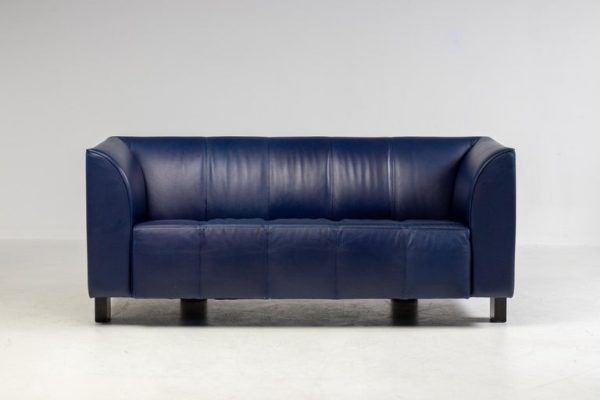 Rare Indigo Blue Leather ‘ISU’ Sofa by Shigeru Uchida for Pastoe, 1995 - Image 2