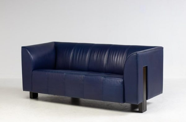 Rare Indigo Blue Leather ‘ISU’ Sofa by Shigeru Uchida for Pastoe, 1995 - Image 4