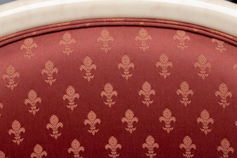 Trüggelmann Swan-Neck Armchair — Marble-Painted & Gilt Frame, Poppy Red Damask - Image 5