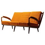 Walnut Sofa by Sprij Meubelen, Vlaardingen, Netherlands, 1950