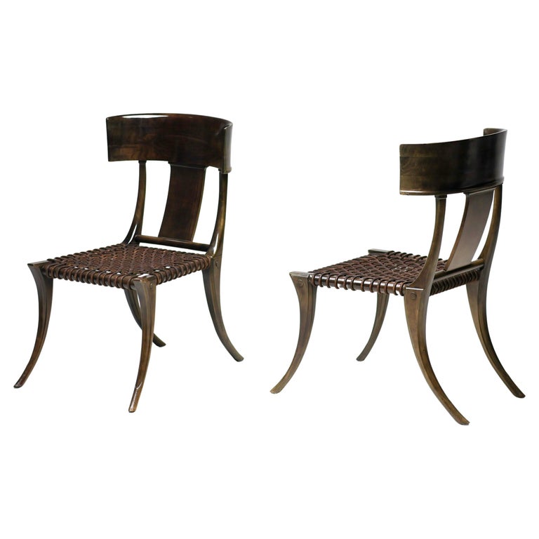 Early Matching Pair, T.H. Robsjohn-Gibbings Klismos Chairs for Saridis of Athens